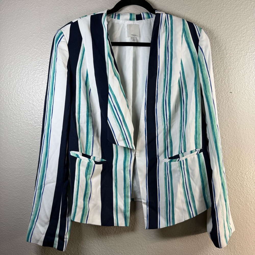 Halogen Striped Women's Blazer - Blue, Green, White SZ:XL